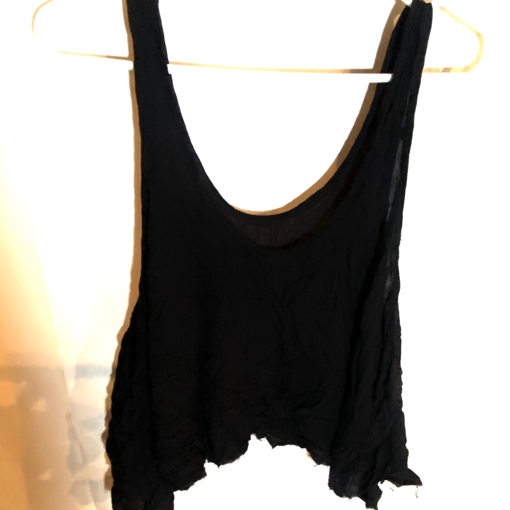 Free People Black Crinkle Crop top tank top xs